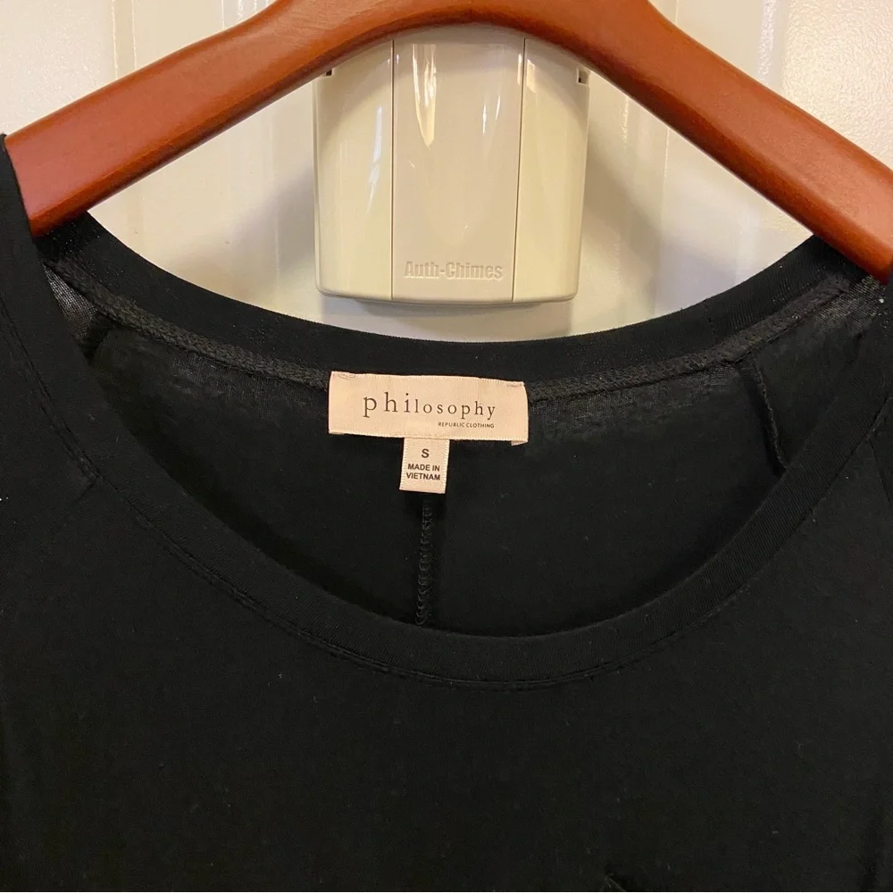 Philosophy Black Sheer Hem Women's Top NWOT - Picture 5 of 14